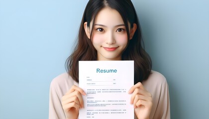 An applicant holding a resume written to apply for a job at a company, employment, employment, application form. generative AI