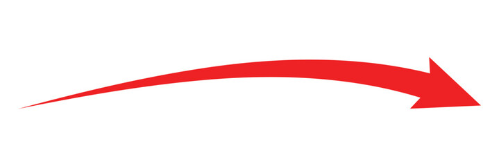 Red semi circle arrow. Vector illustration. Semicircular curved thin long arrow. Long arrow. Eps 10.