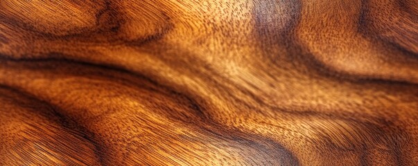 Naklejka premium Close-up shot of a beautiful, polished wooden texture with natural grain patterns. Ideal for backgrounds, designs, and interior projects.