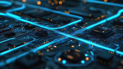 Blue Circuit Background: Modern Technology Design