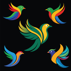 Naklejka premium Bird colorful abstract logo vector icon illustration style