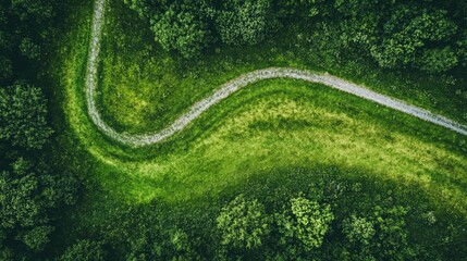 green grass outdoor field landscape with roadway
