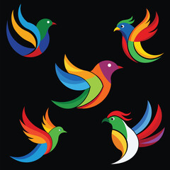 Bird colorful abstract logo vector icon illustration style