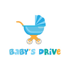 Simple vector illustration of baby stroller baby's drive