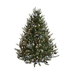 Christmas tree with decorations, isolated on white background, 3D illustration, cg render