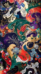 Fototapeta premium Retro ornate print pattern illustration poster background