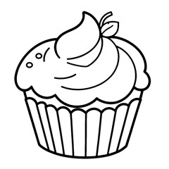 coloring book, coloring, outline, line, cute, funny, drawing, icon, illustration, vector, black, cover book, book, cartoon, cupcake, cake, food, dessert, birthday, muffin, bakery, baked, snack, delici