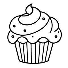 coloring book, coloring, outline, line, cute, funny, drawing, icon, illustration, vector, black, cover book, book, cartoon, cupcake, cake, food, dessert, birthday, muffin, bakery, baked, snack, delici