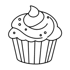 coloring book, coloring, outline, line, cute, funny, drawing, icon, illustration, vector, black, cover book, book, cartoon, cupcake, cake, food, dessert, birthday, muffin, bakery, baked, snack, delici