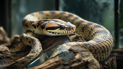 Fototapeta premium Earth Pit Viper: Exploring the Hidden World of Ground-Dwelling Venomous Snakes
