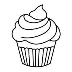 coloring book, coloring, outline, line, cute, funny, drawing, icon, illustration, vector, black, cover book, book, cartoon, cupcake, cake, food, dessert, birthday, muffin, bakery, baked, snack, delici