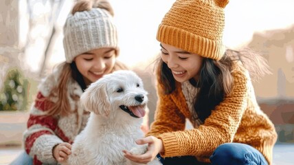 Asian women volunteering at an animal shelter, caring for and feeding the animals with compassion and dedication.