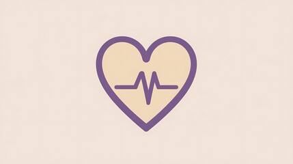 Simplistic Heartbeat Icon on Lavender Background