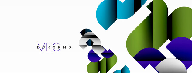 Colorful curve geometric shapes on white