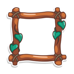 wood frame nature with leaf illustration

