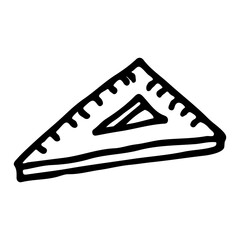Triangle Ruler Hand Drawn. Vector Illustration