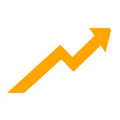 Yellow arrow up vector image, financial improvement arrow, growth arrow flat illustration design