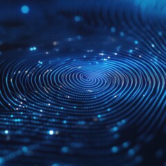 Abstract Blue Fingerprint Pattern - Digital Identity, Security, and Privacy Concept.
