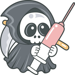 Illustration of cute skull ghost icon.
Funny skull ghost in activities stickers.
Angel of death cute elements.