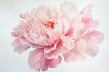 Fototapeta premium Delicate Watercolor Painting of a Pink Peony Flower.
