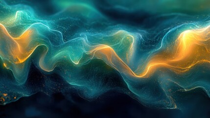 Abstract Wavy Background with Blue and Orange Glowing Lines.