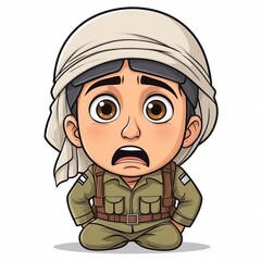 cartoon soldier with a shocked look on his face.