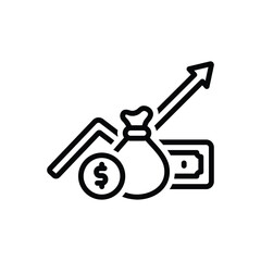 Black line icon for economy