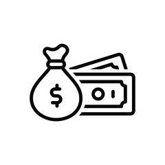 Black line icon for wealth