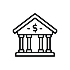 Black line icon for bank
