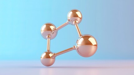 Three-dimensional molecular structure on a pastel background