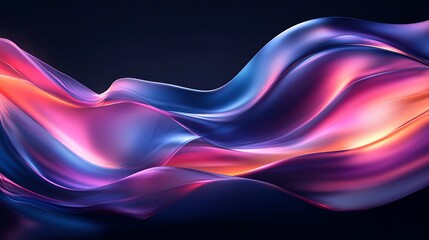 Fototapeta premium Colorful abstract wave patterns flowing smoothly in dark background