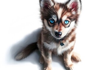 siberian husky puppy on white background
