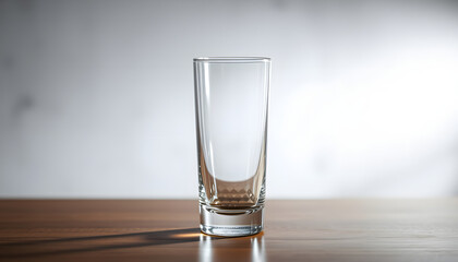 Empty glass on table. Concept of alcoholism isolated with white highlights, png