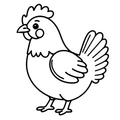 Fototapeta premium coloring book, coloring, outline, line, cute, funny, drawing, icon, illustration, art, vector, black, cover book, book, cartoon, animal, pet, character, animals, chicken, chick, egg, easter, farm, roo