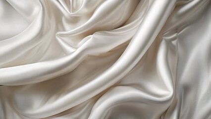 Obraz premium Abstract background of white silk fabric with soft, flowing folds and drapes.