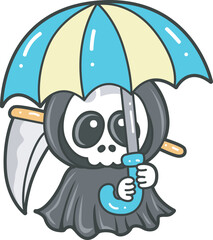 Illustration of cute skull ghost icon.
Funny skull ghost in activities stickers.
Angel of death cute elements.