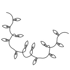Christmas lights single line art, continuous one line drawing of  Isolated outline vector art 
