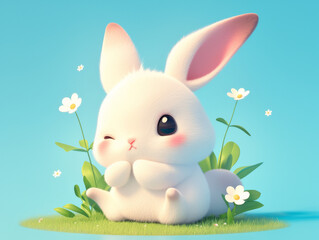 easter bunny with easter eggs