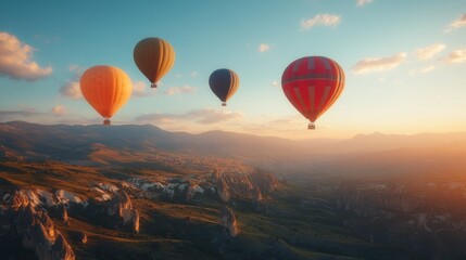 Naklejka premium Hot Air Balloons Soaring Over Cappadocia