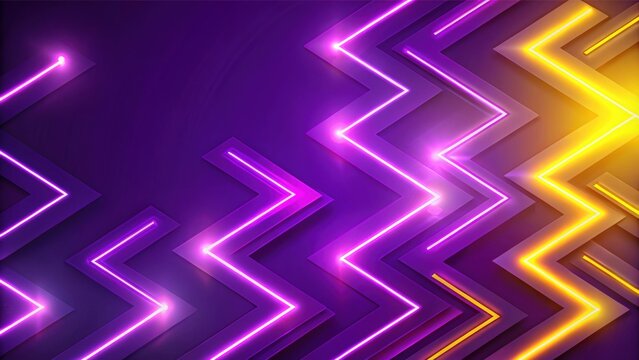 Glowing yellow and purple arrows on vibrant purple background for direction and movement, glow, bright, anticipation