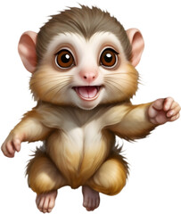 Fototapeta premium Cute Pygmy Marmoset Cartoon Clipart for Kids. 