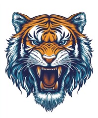 Fototapeta premium A fierce and detailed illustration of a tiger's head, showcasing its powerful features.