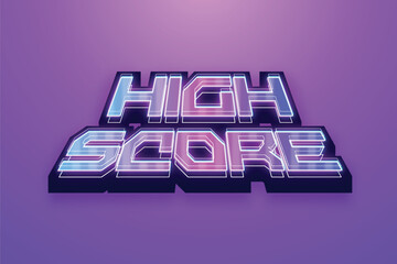 Neon 'HIGH SCORE' Sign with Purple Background, Retro Gaming