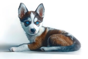 siberian husky puppy on white background