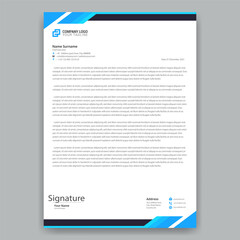 Blue and black corporate letterhead template for business