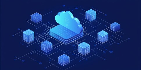 Cloud Computing, Digital Network, Cloud Storage, Data, Server Architecture.