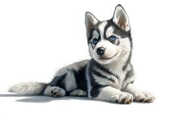 siberian husky puppy on white background