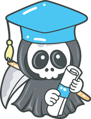 Illustration of cute skull ghost icon.
Funny skull ghost in activities stickers.
Angel of death cute elements.