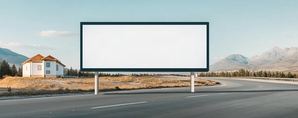 Obraz premium Billboard with a real estate investment ad on a highway near new developments, property marketing, targeted investors