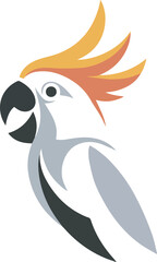 A logo of a cockatoo parrot in a simple form and from a frontal view with no background
